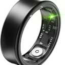 Smart Ring for Men, Women Health & Fitness Tracker with Sleep Monitor, Heart Rate, SpO2, Lightweight Titanium, IP68 Waterproof, Portable Charging Case No Subscription Fee (Black, 8#)