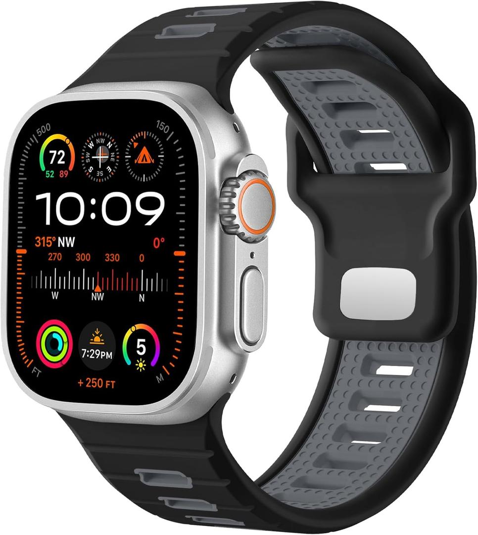 Odbeai Sport Band Compatible with Apple Watch Ultra 2 3/Ultra Band,Compatible with Apple Watch Bands for Men 49mm 46mm 45mm 44mm 42mm,Waterproof Silicone Strap for iWatch Bands All Series SE 11 10 9-1