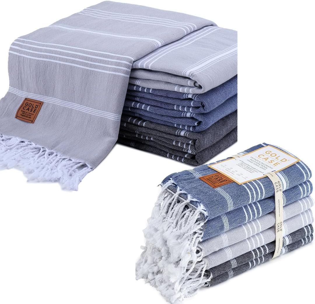 GOLD CASE HOME COLLECTION Bundle of LYCIA Beach and Hand Towel - Set of 6 - Multi Dark Colors