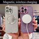 3 x Weonmov Compatible for iPhone 16 Pro Case Glitter Clear Paw Love Heart Compatible with MagSafe, Camera Lens Protection Soft Slim Thin Magnetic Bling Phone Case - Silver