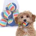 Nobleza Squeaky Tennis Balls for Dogs, 12 Pack 2.5" Floatable, Small Medium Dogs, Training, Natural Rubber, Rainbow
