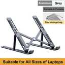 3 x Laptop Stand, Computer Tablet Stand Laptop Holder Riser Ergonomic Aluminum Adjustable 6 Angle Foldable Portable Desktop Holder Compatible with MacBook,iPad, HP, Dell, Lenovo 10-15.6-Gray