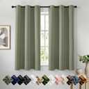 Woaboy Sage Green Blackout Curtains for Bedroom Living Room 63 Inch Long 2 Panels, Solid Thermal Insulated Grommet Drapes, Room Darkening Sunlight Blocking Window Treatments, W40 x L63 Inch