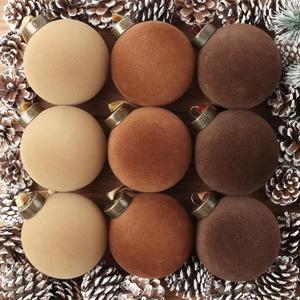 9 PCS Christmas Velvet Balls Flocked Xmas Tree Ball Ornaments Christmas Large Ball Set Xmas Tree Hanging Decoration 4 Inch, 6 Inch (Dark Color, 3.15inch)