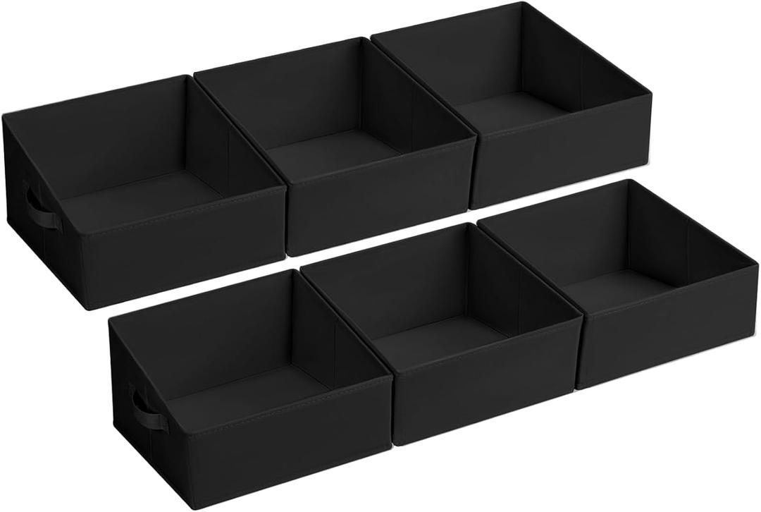DIMJ Trapezoid Storage Bins for closet shelves, Closet Organzier Bins with Handle, Foldable Closet Storage Bins Basket, Closet Organizers and Storage for Toys, Books, 6 Packs, Black (6 Bins 11.4"x11.4"x7.8")