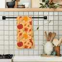 Giosve Fall Pumpkin Kitchen Towels, Farmhouse Rustic Autumn Pumpkin Maple Leaf Decorative Hand Towels for Bathroom, Fall Dish Tea Towel for Kitchen Decor, Autumn Bathroom Decor, 16x24 Inch