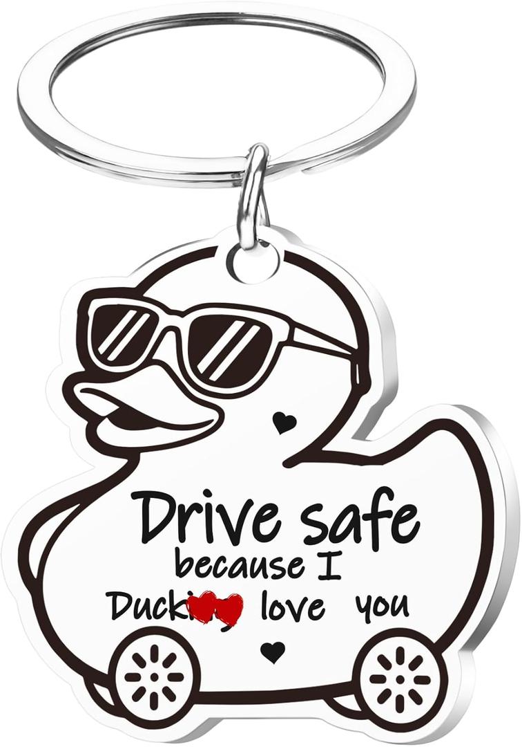 Valentines Keychain for Dad Mom - Drive Safe I Love You, Keyring Key Chain Birthday Valentines Day Funny Gifts