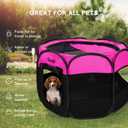 Portable Large Pet Cat Playpen for Indoor Outdoor Cats, Foldable Big Dog Playpen Tent Kennel Crate with Cover Enclosed for House Puppy Travel Camping (Large Size, Pink)