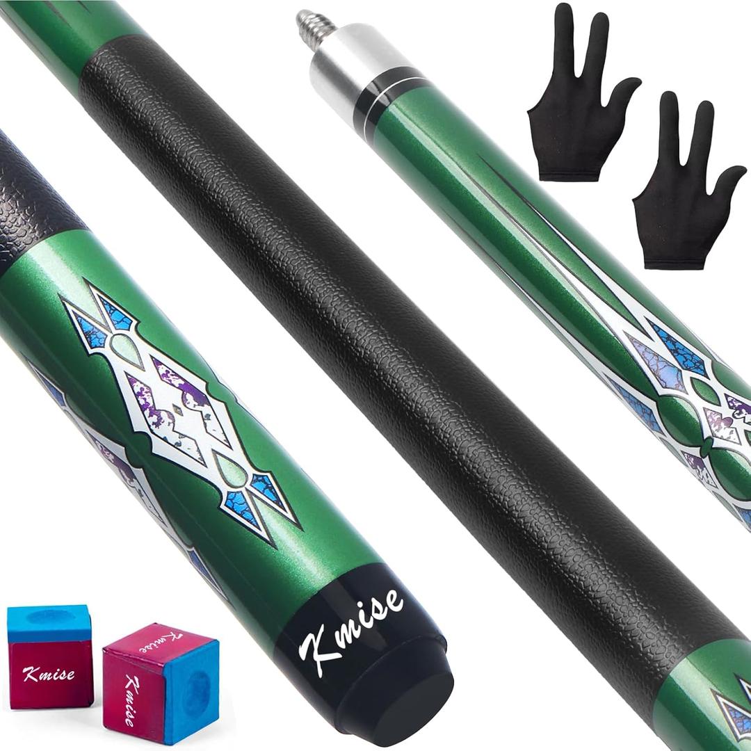 Kmise Pool Stick Set of - 58" Pool Cue Stick, Canadian Maple Professional Billiards Pool Cue, Pool Sticks for Adults, 18~21oz Multiple Colors (Green)