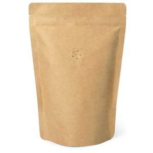 50 Counts High Barrier Natural Kraft Paper Stand up Zipper Coffee Pouch Bag with One Way Degassing Valve (50, 16 OZ/1 LB/454500 Gram)