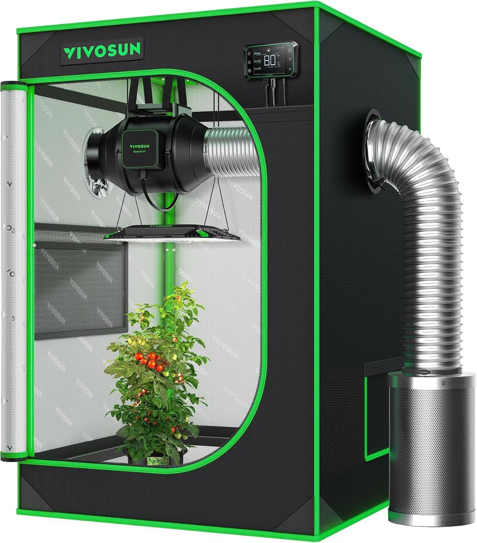 VIVOSUN S223 2x2 Grow Tent 24"x24"x36" Small Mylar Tent for Indoor Plants | Easy View Window & Removable Floor Tray, 100% Reflective Mylar Interior, Sturdy Steel Frame
