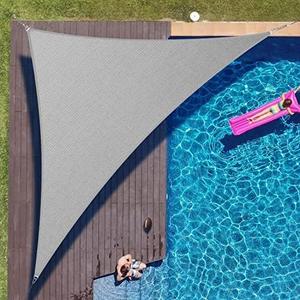 ColourTree 16' x 16' x 22.6' Grey Right Triangle CTAPRT16 Sun Shade Sail Canopy Mesh Fabric UV Block UPF50 - Commercial Heavy Duty - 190 GSM -