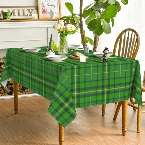 Horaldaily St. Patrick's Day Tablecloth 60×104 Inch Rectangular, Green Buffalo Plaid Rural Style Washable Seasonal Table Cover for Party Picnic Dinner Decor