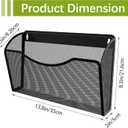EasyPAG Wall File Organizer, Metal Mesh Hanging File Folder Holder for Letter/A4 Size Folders, Vertical Wall Mount Mail Sorter for Office Paperwork, Classroom, Black