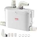 VEVOR 500W Utility Sink Pump, 29 GPM Flow, 26 ft/8 m Head, Macerator Sewerage Sump Pump with 3 Water Inlets for Basement, Kitchen, Sink, Shower, Bathtub, Laundry Waste Water Disposal Upflush Machine