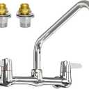 Wall Mount Faucet for Kitchen Sink: BESTJEEF 8 inch Center Commercial Faucet with 10" Swivel Spout  Ideal for Industrial Restaurant 3 Compartment Sinks