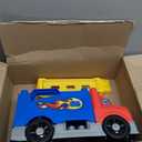 MEGA BLOKS First Builders Toddler Building Blocks Toy Set, Build & Race Rig with 2 Pieces, 2 Race Cars and Storage, Red, Ages 1+ Years