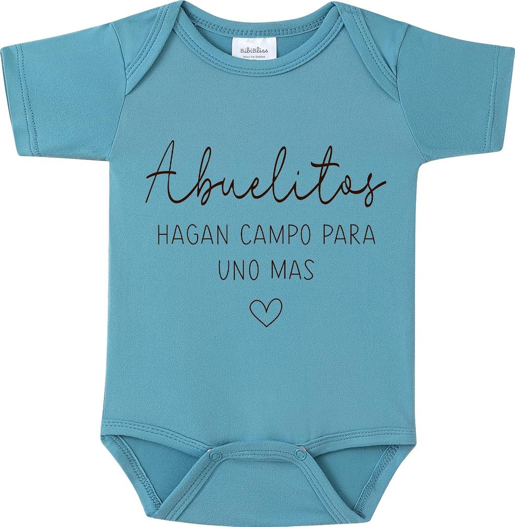 Abuelitos Hagan Campo Para Uno Más Baby Onesie, Spanish Pregnancy Announcement Outfit for Baby Announcements Ideas