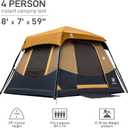 EVER ADVANCED 4 Person Blackout Camping Tent, 60s Easy Setup Instant Cabin Tent for Family, 4000mm Water-Resistant & UV Protection Light-Blocking Tent with Rainfly for Outdoor Travel, 8' x 7' x 59" Orange 