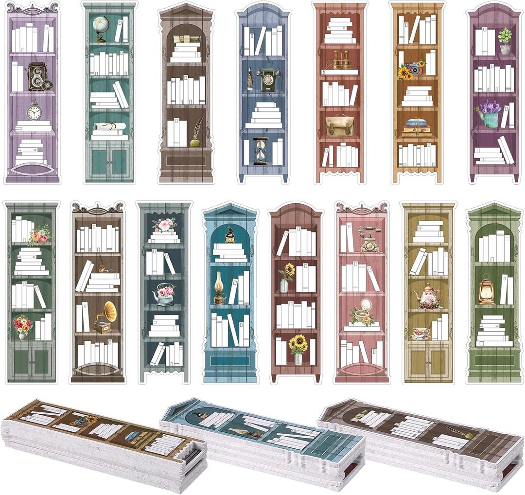 Kolldenn 150 Pcs Book Tracker Bookmarks Bulk 6.3 x 1.97 Inch Bookshelf Love to Read Bookmarks Paper Tracking Double Sided Reading Page Markers for Back to School Reading Lover(Vintage)