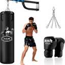 Hanging Punching Bag for Adults with Adjustable Boxing Wall Mount and Boxing Gloves, Wall Punching Bag Boxing Set for Home Gym Training Muay Thai MMA