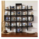 Suzile Oversize Tea Shelf Rustic Wooden Coffee Display Shelves Wooden Floating Curio Shelf Mounted Tea and Saucer Rack Holder for Kitchen Station Bar Accessories(Black)