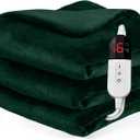 Heated Blanket Twin Fast Heating Bed Electric Blankets Throw Flannel with 6 Heating Levels & 4 Hours Auto Off, Over-Heated Protection ETL, Double-Sided Flannel Green
