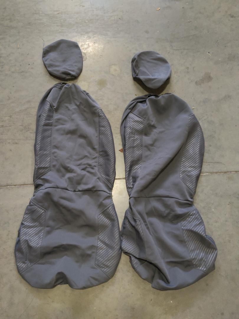Car Front Seat Covers Gray Canvas 2PCS