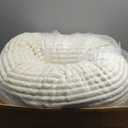 Bedsure Donut Medium Dog Bed - Washable Faux Fur with Corduroy Fleece & Anti Slip Bottom, Round Pet Bed with Removable Cover, Cream, 30x30x8 inches