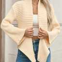 Womens Cardigan Sweaters 2025 Fall Trendy Chunky Open Front Sweater Long Sleeve Oversized Knitted Outerwear Coats (Beige)