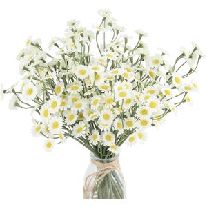 Floroom 24pcs Ivory Small Artificial Flowers Faux Silk Daisies Fake Wildflowers with Stems for DIY White Wedding Bouquets Floral Arrangements Party Decor Centerpieces Decorations (Vase Not Included)