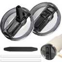 2 Pack 30 oz Tumbler Flip Straw Lid for Stanley Quencher ProTour Leak Proof Lid Replacement for Stanley H2.0 Quencher, Spill Proof Reusable Lid for Stanley Cup Accessories(Black & Black, 30 oz)