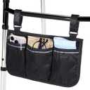 Walker Bag Basket with Reflective Strips Walkers Rollator Organizer Carry Storage Pouch Wheel Chair Folding Basket Lightweight Large Capacity Organizer for Seniors Elderly Rollator Accessories (Black)