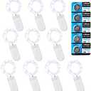 Etinga 10 Pack Fairy Lights Battery Operated String Lights, 10 LED on 3.3ft Silvery Copper Wire，for Flowers Gift Box Wedding Party Christmas Decoration (Cool White)