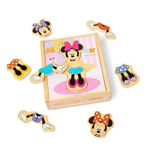 Melissa & Doug Disney Minnie Mouse Mix and Match Dress-Up Wooden Play Set (18 pcs) - Minnie Mouse Toys for Disney Fans, Minnie Mouse Fashion Puzzle Toy, Travel Toys for Kids Ages 3+
