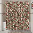 Cheetah and Cherry Shower Curtain, Vintage Cheetah Print Shower Bath Tub Curtain, Leopard Cherry Aesthetic Waterproof Bathroom Decor(72 X 72 Inches)