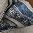 WITSHOCK Living Room Area Rugs 12x15: Washable Rug Boho Soft Non-Slip Low Pile Stain Resistant Foldable Carpet for Bedroom Playroom Dining Room Office Kitchen Farmhouse Home Decor Rug-Blue