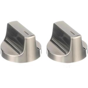 2 Pcs W11517331, W11117415, W10850027, W11458840 Gas Stainless Steel Countertop Burner Knob,Compatible with Whirlpool WEC310S0LS1, WEE515S0LZ1, WEC310S0LS2, WEE515S0LS1 Electric Range Knob,Silver