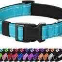 Reflective Dog Collar Padded with Soft Neoprene Breathable Quick Release Basic Dog Collars for Large Dogs Sky Blue Boy (L:width 1"neck 17.5-27")