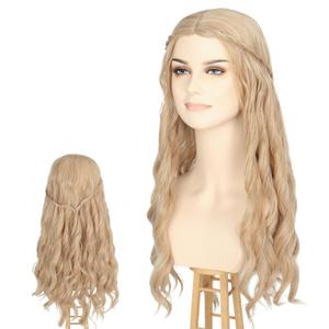 Yan Dream Princess Wig Long Blonde Wavy Hair with Braid Elf Hippie Wigs for Women Cosplay Costume Anime Party