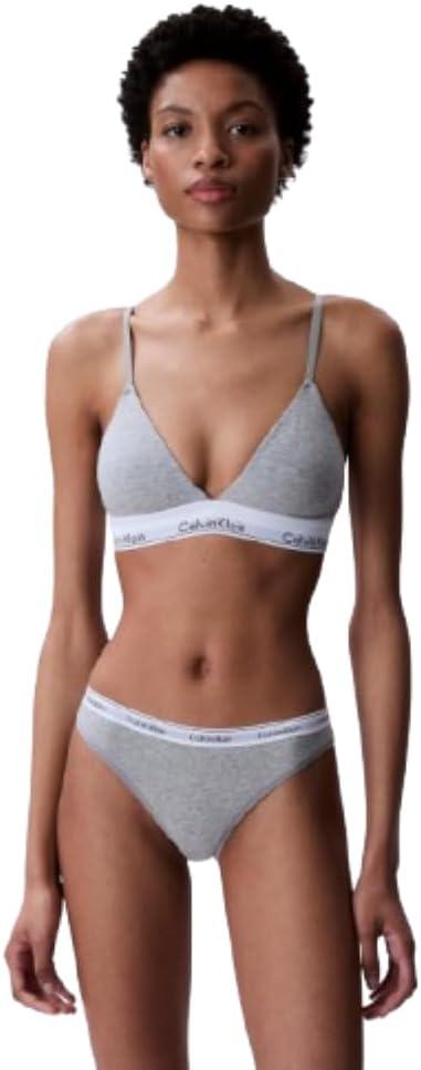 Calvin Klein Women's Modern Cotton Lightly Lined Triangle Wireless Bralette (Grey Heather), Small
