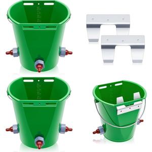 2 Pcs 8L Lamb Milk Feed Bucket Multiple Teat Large Capacity Detachable Nipple Plastic Goat Milk Feeding Bucket Green Animal Feed Pot Lamb Feeder Bottle for Farm Sheep Livestock Cattle Animal(3 Mouths)
