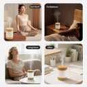 Bamboo Cool Mist Humidifier with Phone Stand, 400ml Ultrasonic Mini Humidifier, Quiet Desktop with Dual LED Night Light, USB-C Portable, Auto Shut-Off for Bedroom, Office, Travel