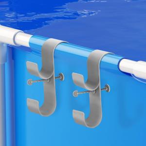 Gray Poolside Pool Leaf Skimmer Net Holder - Plastic Poolside Pool Pole Hanger Adjustable Telescopic Pool Pole Hooks Above Ground Pool Accessories Pool Brush Hanger Tool for Pool Equipment 4 pcs