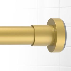 Shower Curtain Rod Spring Tension:Gold Shower Rods for Bathroom 34 to 43 Inch,1 Inch Modern Heavy Duty Adjustable Tension Shower Curtain Rod No Drilling No-Slip Easy Install,Matte Gold