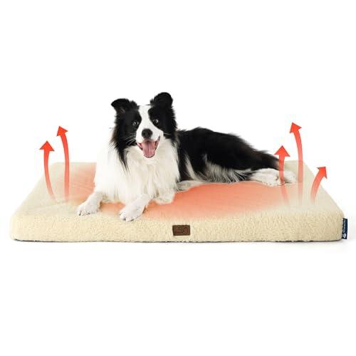 Bedsure Self Warming Dog Beds Large Sized Dog - Comfy Puppy Beds with Removable Washable Cover, Orthopedic Egg Crate Foam Pet Mat, Suitable for Pet Up to 65 lbs (Non Electric) 