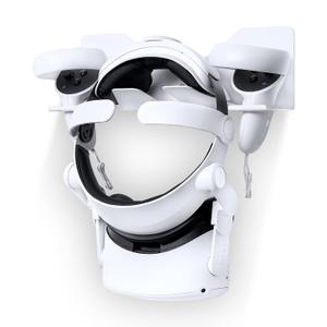 VR Quest 2 Wall Mount Storage Stand Holder Compatible with VR Quest 2, Quest 1, Valve Index, Rift S, HP Reverb G2, Vive Pro, HTC Vive, PlayStation VR Headset and Controllers VR Rack - White