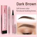4-Tip Microblading Eyebrow Pen, Long-Lasting Waterproof Micro Fork Brow Pen for Natural Hair-Like Strokes, Quick-Dry Smudge-Resistant for Daily Makeup, Dark Brown
