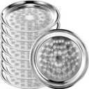 8 Pack Stainless Steel Round Serving Tray with Swirl Pattern Bulk Large Round Tray Silver Metal Display Serving Platter for Coffee Party Club Home (12 Inch)