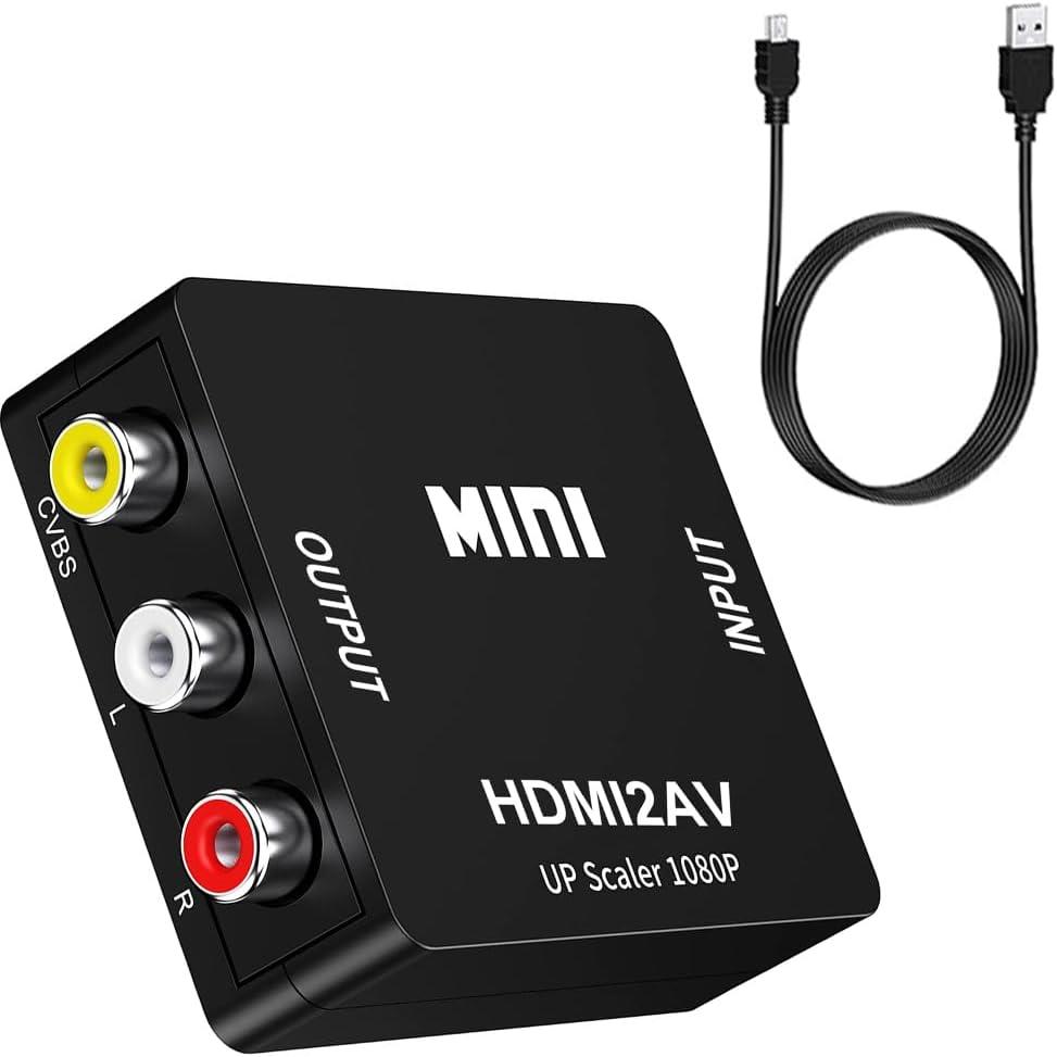 HDMI to RCA Adapter,HDMI to AV HD Audio Video Converter,1080P Mini RCA Composite CVBS Audio Video Converter Supports PAL/NTSC Compatible with PC/Laptop/Xbox/TV/Roku/Fire Stick (Black)